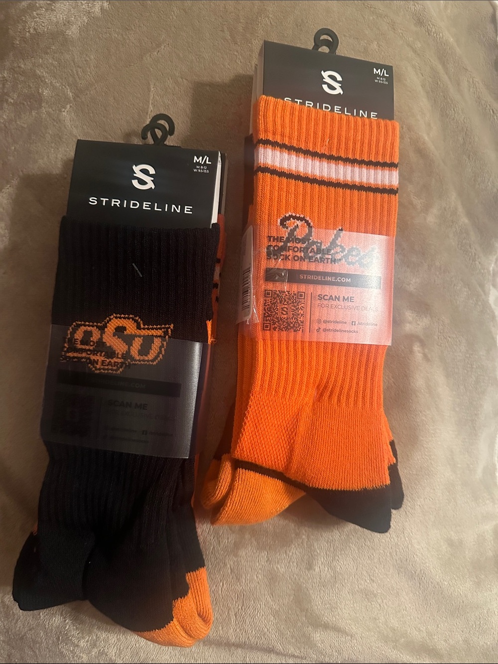 Strideline Men’s Athletic Crew Socks - Black & Orange